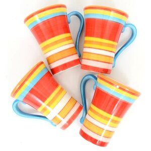 Gourmet Fiesta by Fitz and Floyd 5 Inch Coffee Mug Multi-Color Set of 4 Cups Cer